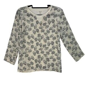 Madewell Womens Long Sleeve Silk Top Size M Semi Sheer Bows Preppy Girlcore
